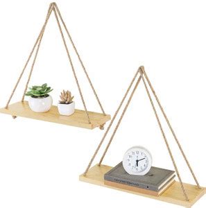 Fashion Passion India Wooden Hanging Swing Rope Floating Shelves 17 ...