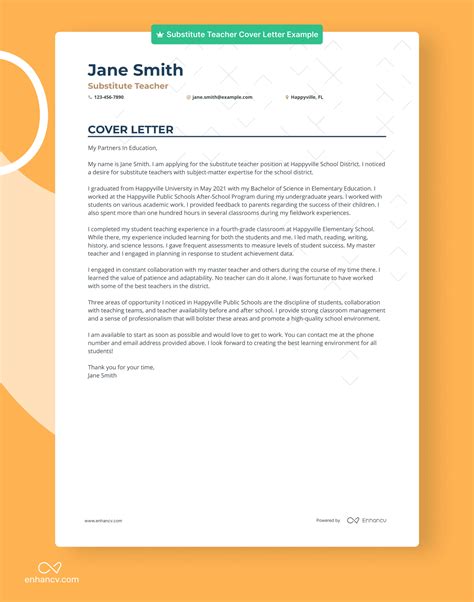 Substitute Teacher Cover Letter