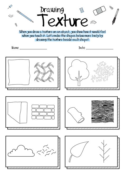 15 Drawing Texture Worksheet - Free PDF at worksheeto.com