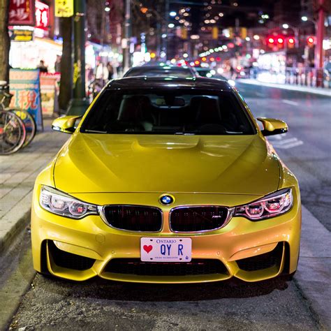 Download wallpaper 3415x3415 bmw m4, bmw, car, yellow, front view ipad ...