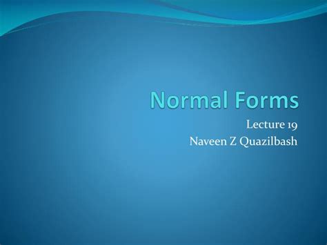 Examples of Normal Forms 的图像结果