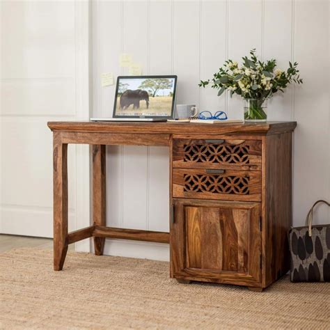 WOODSTAGE Sheesham Wood Study Table for Students Laptop Office Desk ...