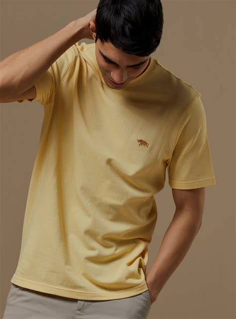 Buy Dandelion Pique Crew | Casual Yellow Solid Crew Neck for Men Online ...