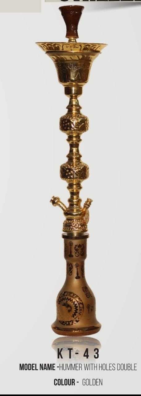 HOOKAH HUMMER WITH DOUBLE HOLES 1 CHILLER GOLD – SMOKKKIN