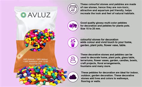 AVLUZ Meganta Glossy Decorative Stones 1 KG | 1.5cm - 2cm | for Home ...