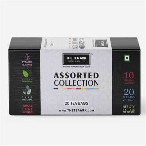 The Tea Ark Assorted Collection Pyramid Tea Bags, 10 Variants with 2 P