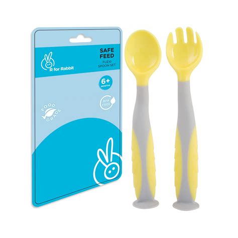 R for Rabbit First Feed Flexi Spoon Set (Yellow Gray) - Cureka - Online ...