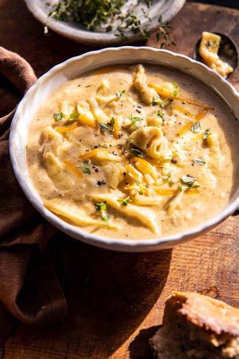 Broccoli Cheddar Noodle Soup. - Half Baked Harvest