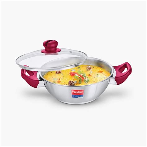 Buy PRESTIGE Platina Popular Silver Stainless Steel Kadhai With Lid - 2 ...