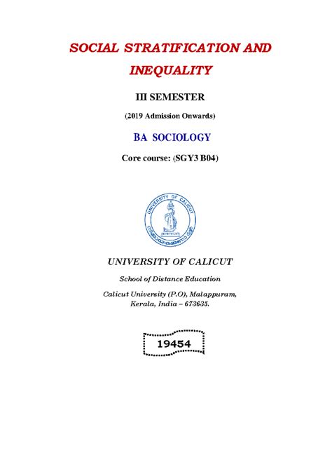 Social Stratification and Inequality: Study Notes for SGY3B04 - Studocu
