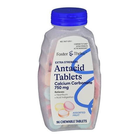 Foster & Thrive Extra Strength Antacid Calcium Carbonate Chewable Tablets Orange 80ct