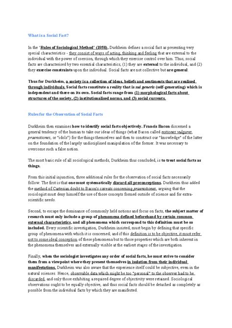 Durkheim Social Fact - What is a Social Fact? In the ‘Rules of ...