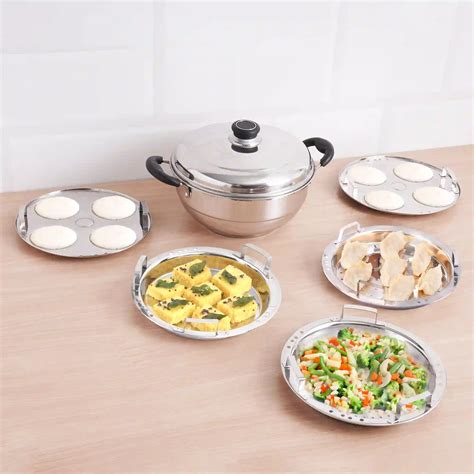 Buy Stainless Steel Idli Cooker/Multi Pot/vegetable steamer Set Online ...