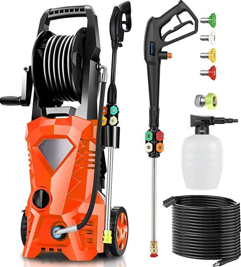 Huanherad 5000PSI Electric Pressure Washer 3.0GPM Power Washer with 33ft Hose, 4 Tips, Foam ...