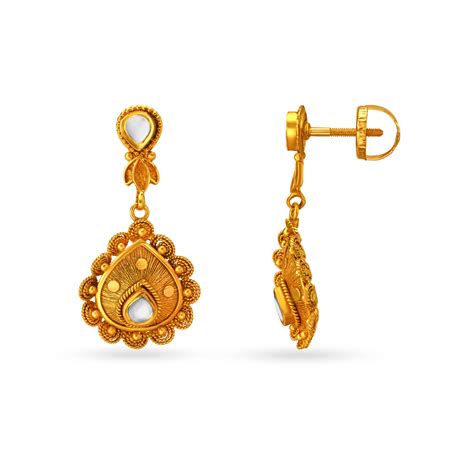 Teardrop Kundan Gold Drop Earrings