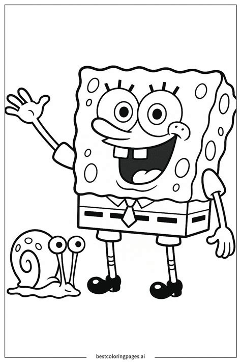 Gary Crawling on the Floor with SpongeBob Coloring Page - Free ...