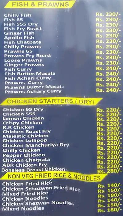 Menu at Airport Bawarchi, Hyderabad, Sahara Complex