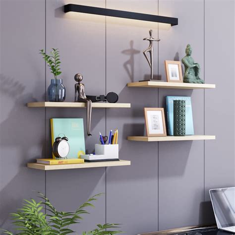 Klaxon Engineered Wood Samara Wall Shelves Pack of 4 (16 * 6 Inches ...
