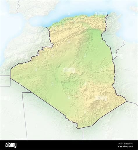 Algeria, shaded relief map Stock Photo - Alamy
