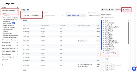 How to get the outstanding invoice ledger/report including date ...