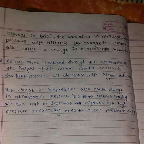 discuss in brief the variation in atmospheric pressure with altitude do ...