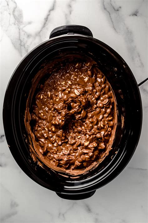 Slow Cooker Chocolate Peanut Clusters Recipe - Fresh April Flours