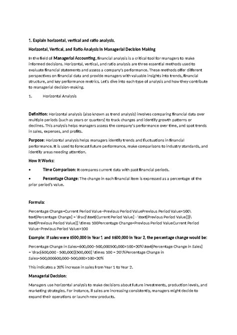 ACCT 301 - Horizontal, Vertical, and Ratio Analysis in Decision Making ...