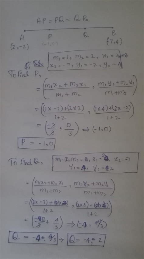 find the points of the coordinates of trisection of the line segment ...