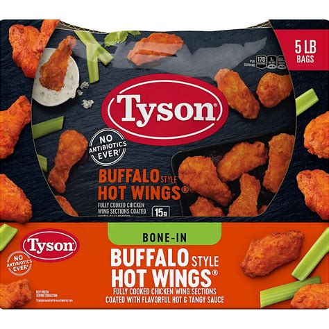 Tyson Hot Chicken Wings Frozen Buffalo Style, 5 lbs. | BJ's Wholesale Club