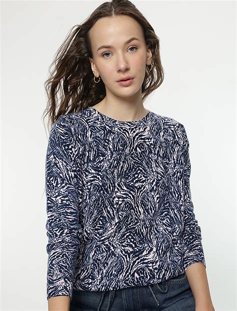 Buy Pure Acrylic Swirl Printed Jumper at Marks & Spencer