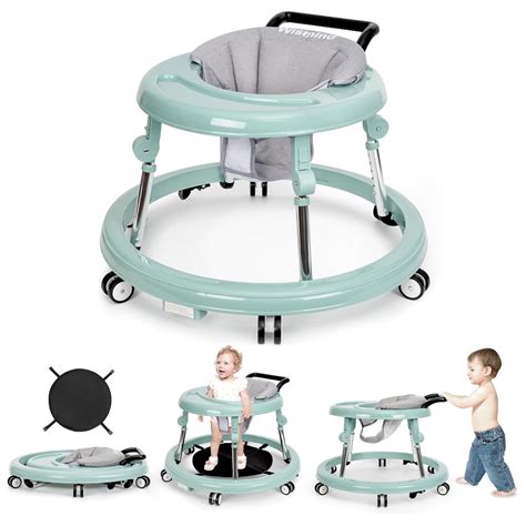Wismind Baby Walker Foldable with 9 Adjustable Heights, Baby Walkers and Activity Center for ...