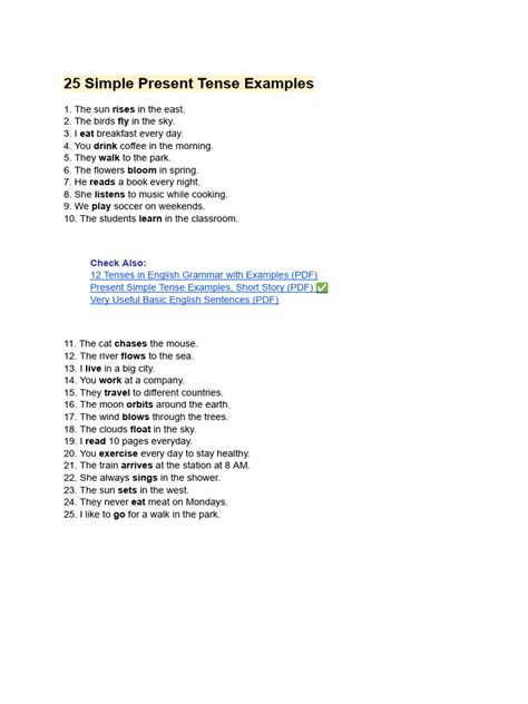 Simple Present Tense Examples | PDF