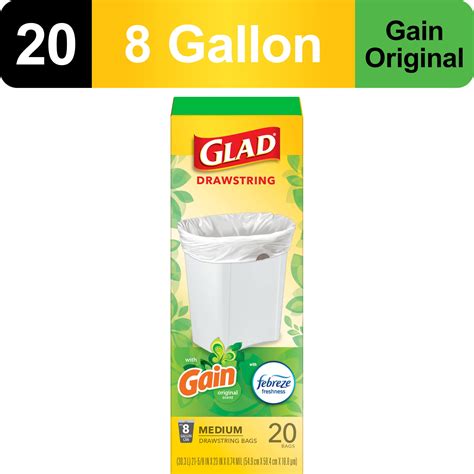 Glad Drawstring Medium Scented Trash Bags, 8 Gallon, 20 Bags - Walmart.com