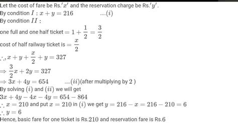 7. A railway half ticket costs half of the full fare and the ...