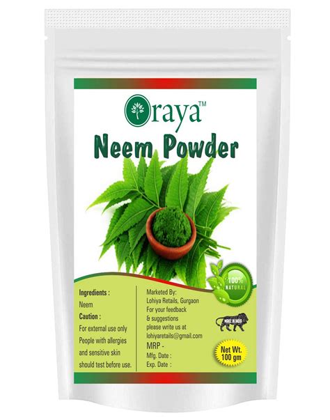 Buy Oraya Pure & Neem Powder For Face Pack & Hair Mask, 100 g Online at ...