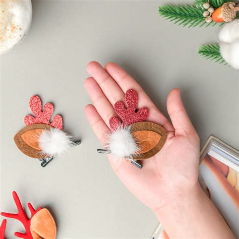 Furry Reindeer Ears Hair Accessory Set of 2 Online - Premium Hair ...