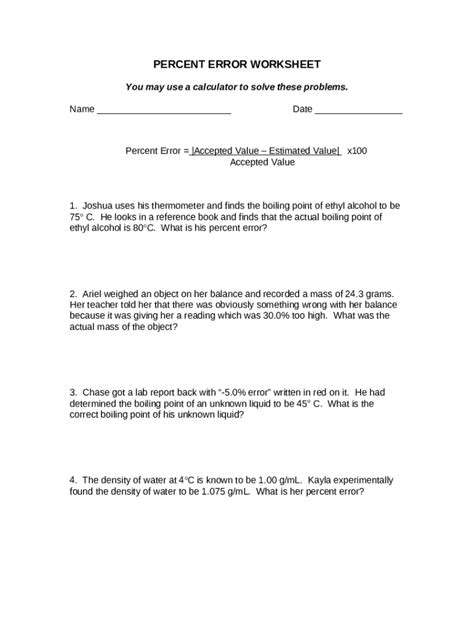 Image result for Percentage Error Questions