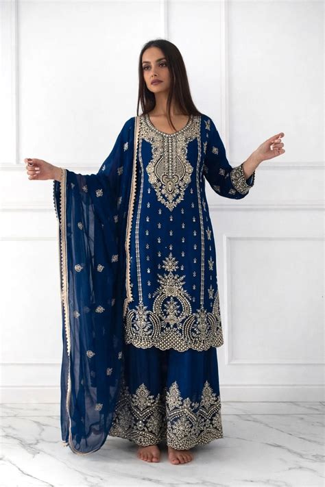 Buy Navy Blue Suits Online | Best Blue Salwar Kameez – Kalyanja