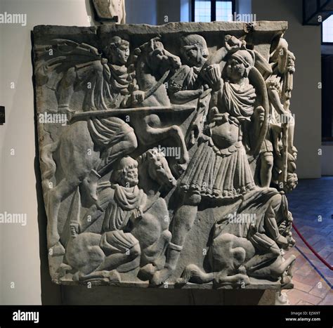 Ludovisi Battle sarcophagus. 3rd century. Roman era. Battle scene ...
