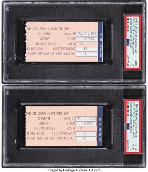 1990 Michael Jordan Career-High 69-Point Game Ticket Stubs Lot of | Lot ...