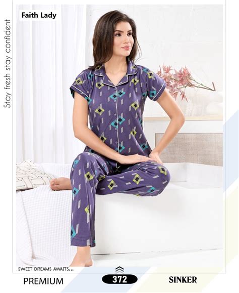 Print 2611 Faith Lady Hosiery Collar Night Suits Exporter – Kavya Style ...
