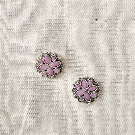 BALAMANI-Baby Pink Stone German Oxidized Earring – Sanskruti