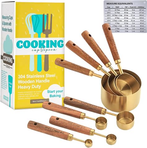 Amazon.com: JJUNW 4 Pcs Stainless Steel Measuring Spoons, Wooden Handle ...