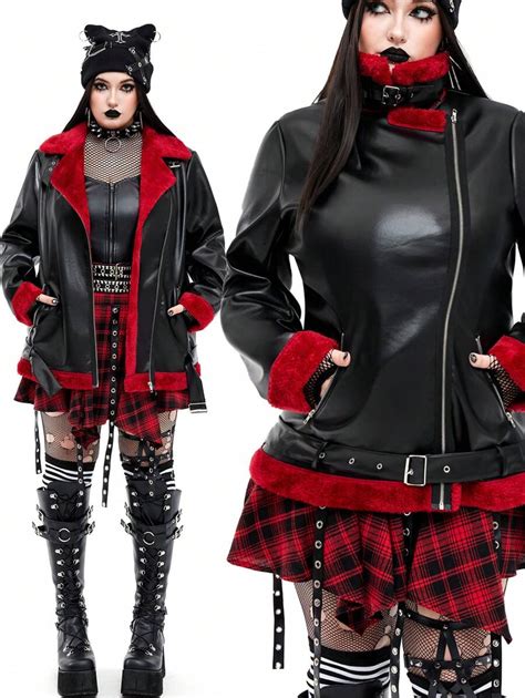 Whyspr Goth Punk Plus Size Women Gothic Punk Style PU Leather Zippered ...
