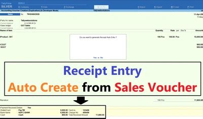 TDL Source Code of Auto Receipt Entry Auto Create from Sales Voucher in ...