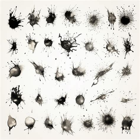 Detailed collection of ink splats | Premium AI-generated image