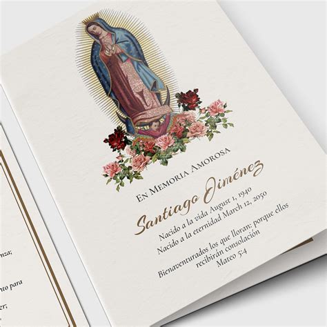 Spanish Funeral Program Template, Our Lady of Guadalupe, Printable ...