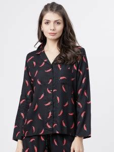 Tokyo Talkies Women Printed Lounge Wear Black Shirt - Buy Tokyo Talkies ...