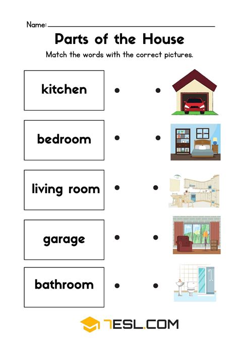House Worksheets for Kids • 7ESL