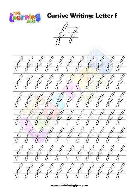 Free Printable Cursive Letter F Writing Grade 1 Worksheets